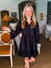 Eyelet Love Mini Dress-Black