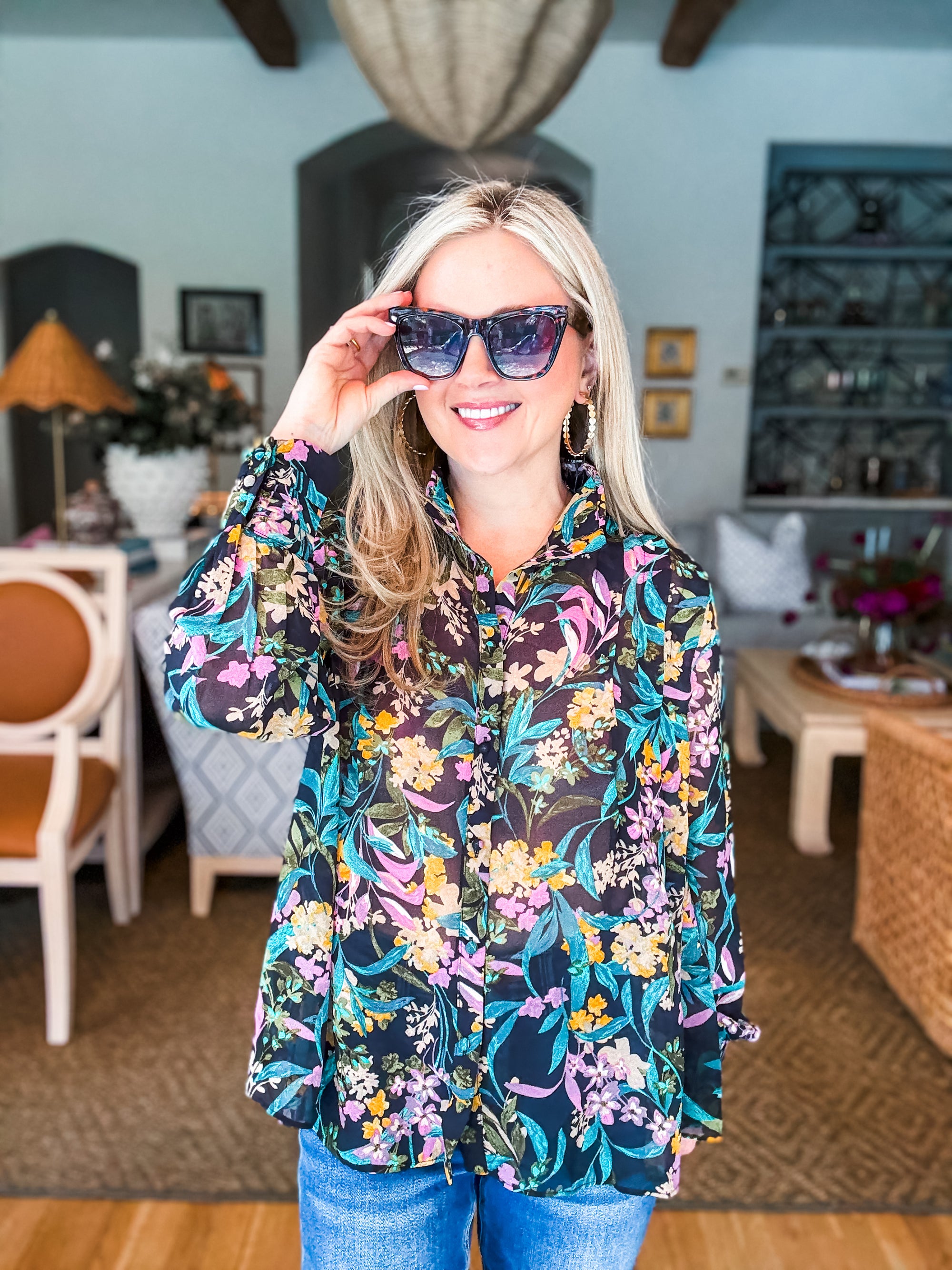 Midnight Garden Floral Top