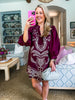 Harvest Charm Embroidered Mini Dress-Merlot