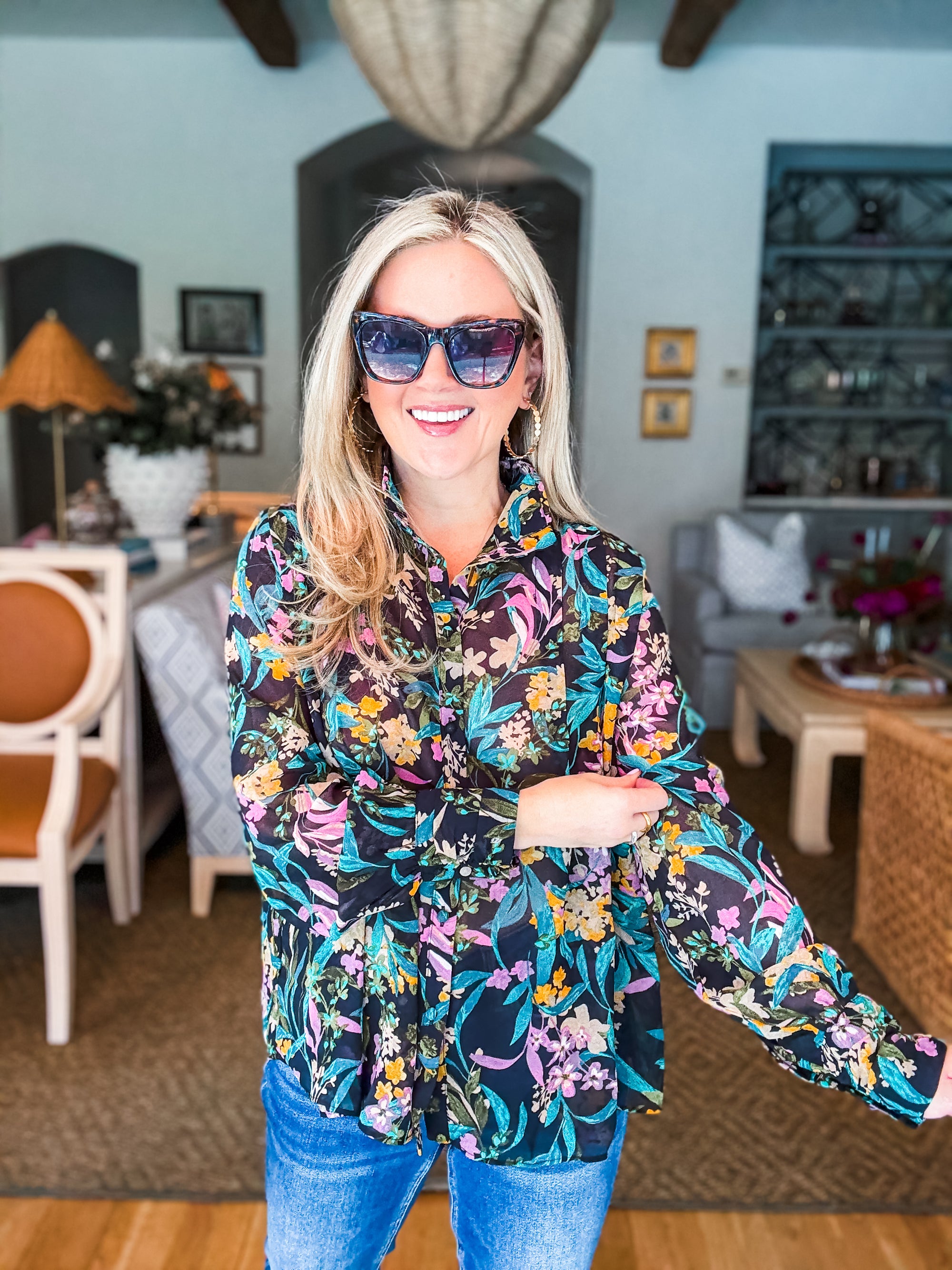 Midnight Garden Floral Top