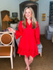Eyelet Love Mini Dress-Red