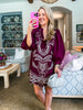 Harvest Charm Embroidered Mini Dress-Merlot