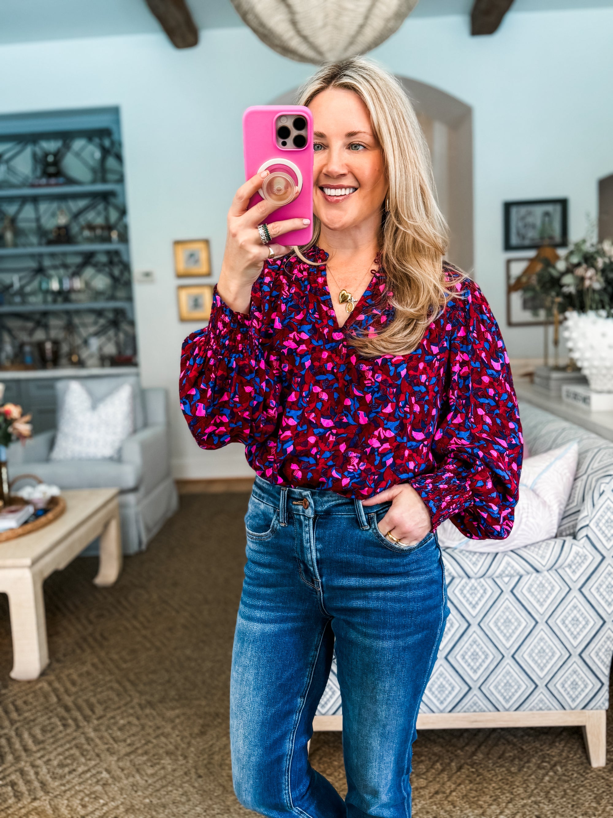 Turma Floral Ruffle Top