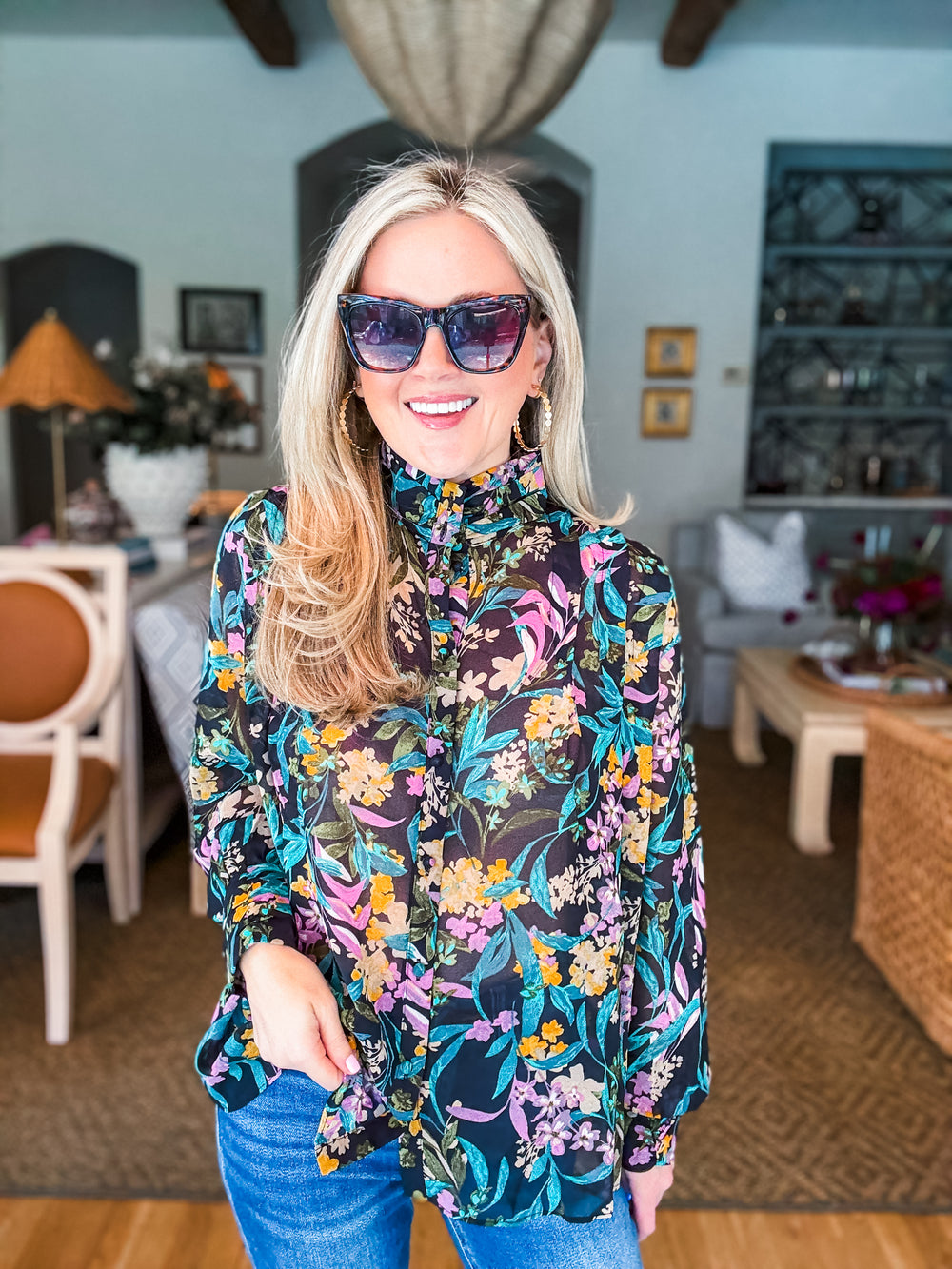 Midnight Garden Floral Top