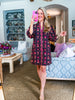 Floral Escape Mini Dress-Dark Navy