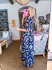 Season of Style Floral Midi Dress-Navy