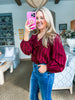 Feeling Light Ruffle Trim Top-Wine