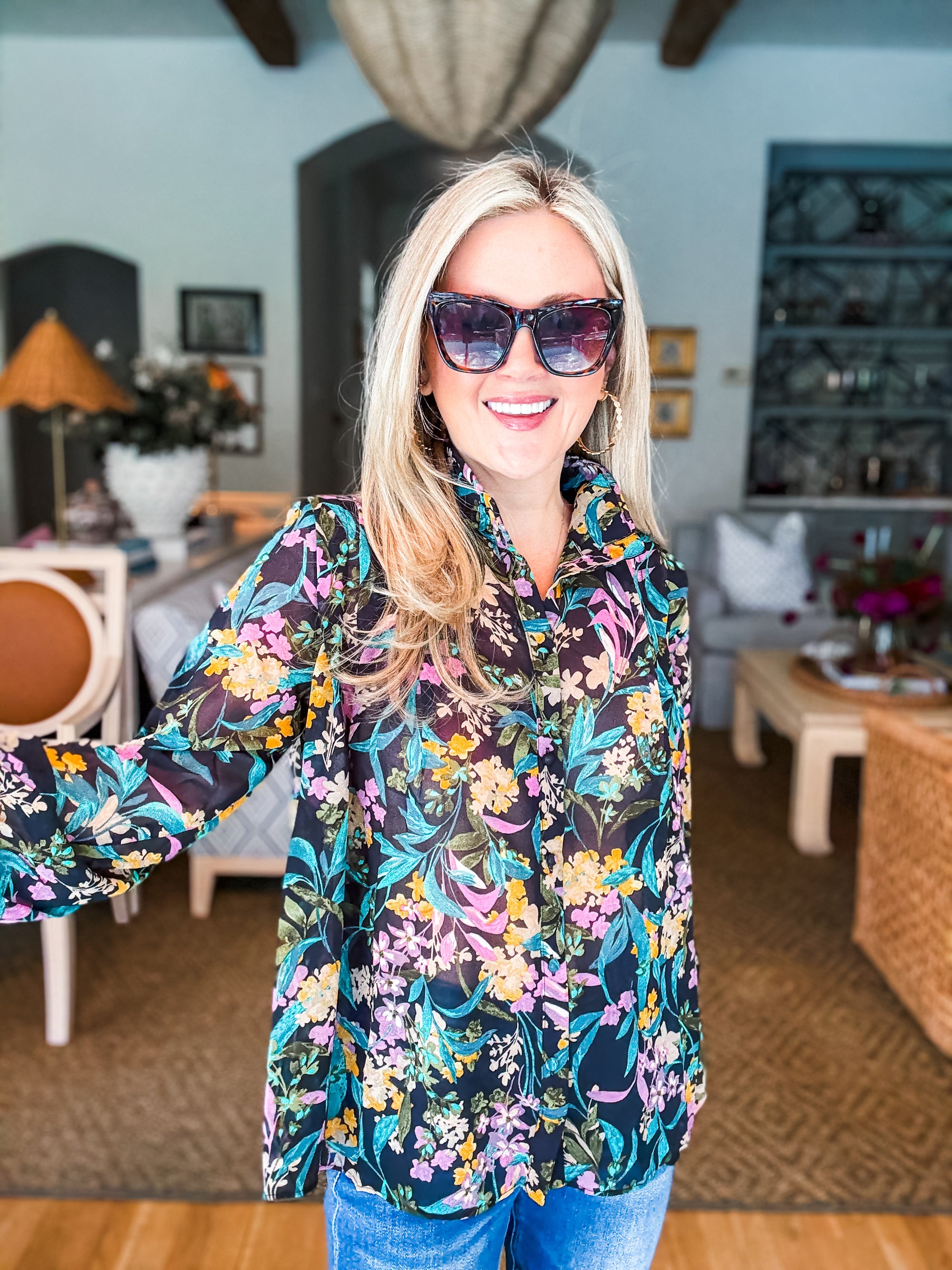 Midnight Garden Floral Top