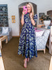 Season of Style Floral Midi Dress-Navy