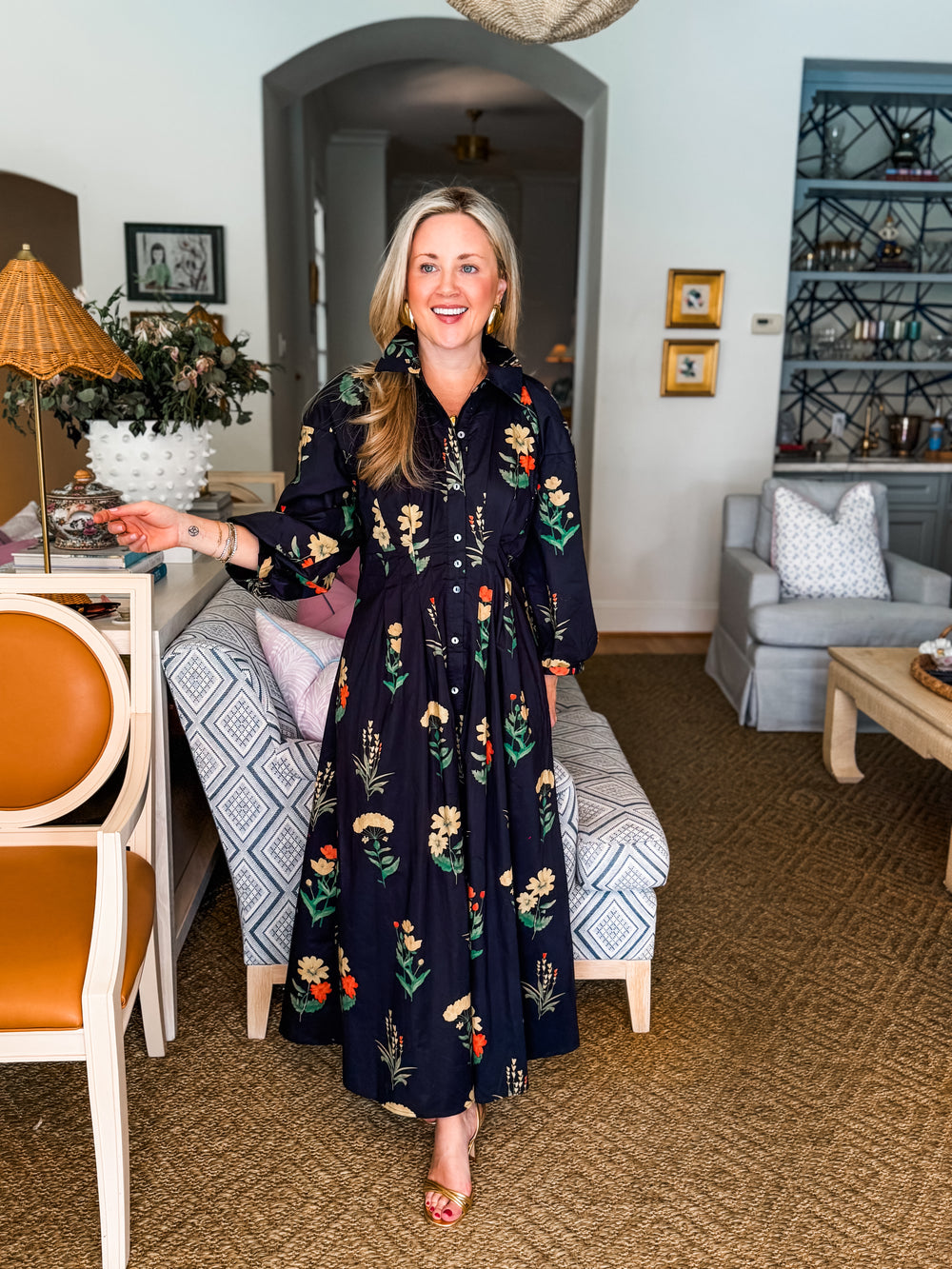 Fall on Fifth Floral Midi Dress