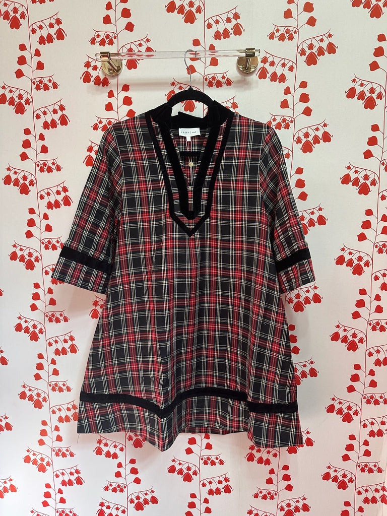 Holiday Cheer Plaid Mini Dress-Black
