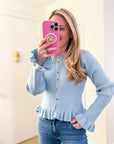 Falling for Cozy Knit Cardigan-Pastel Blue