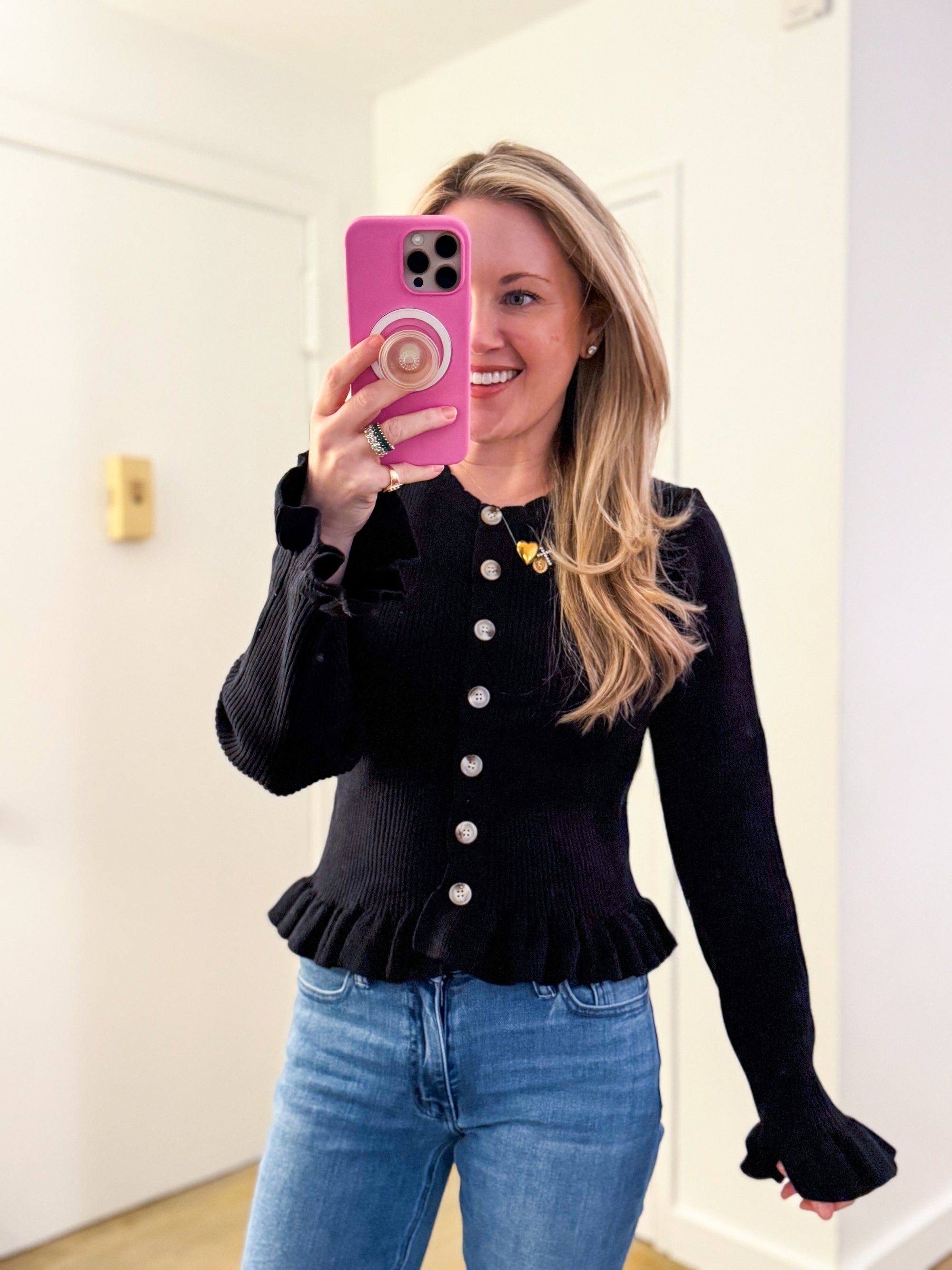 Falling for Cozy Knit Cardigan-Black