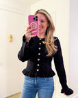 Falling for Cozy Knit Cardigan-Black