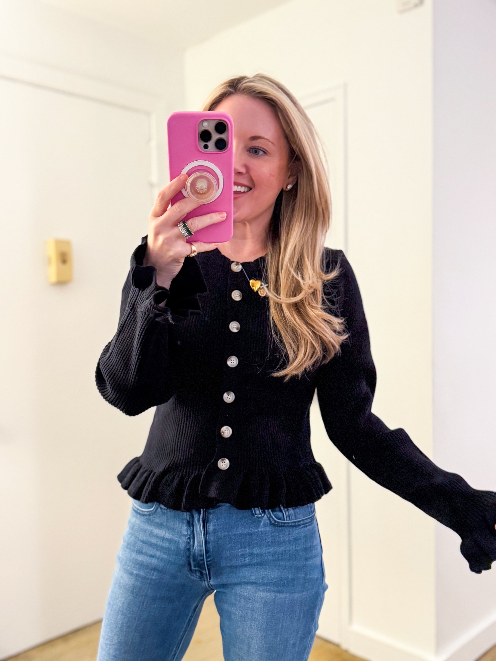 Falling for Cozy Knit Cardigan-Black