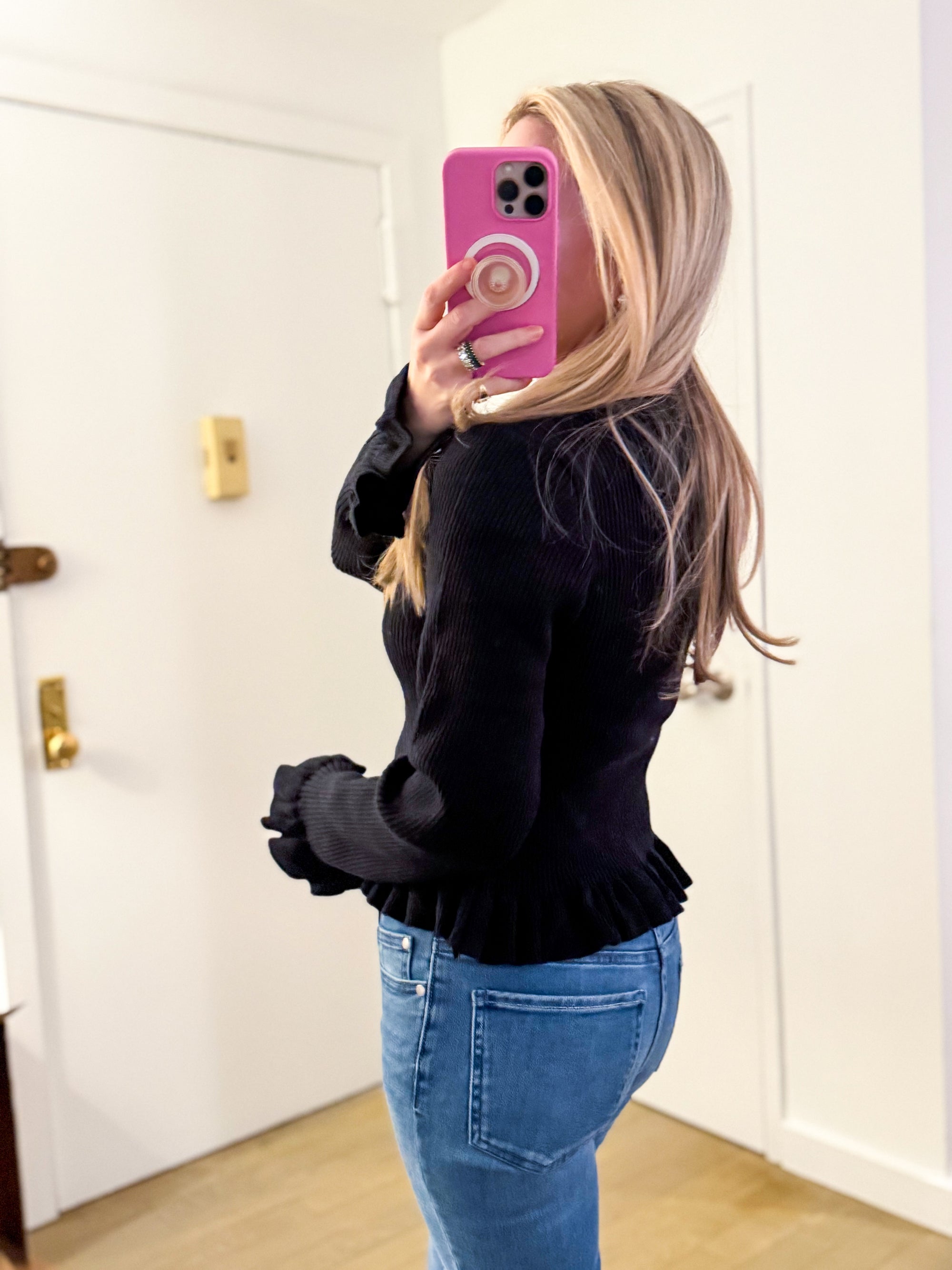 Falling for Cozy Knit Cardigan-Black