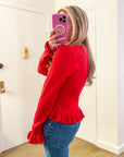 Falling for Cozy Knit Cardigan-Poppy Red