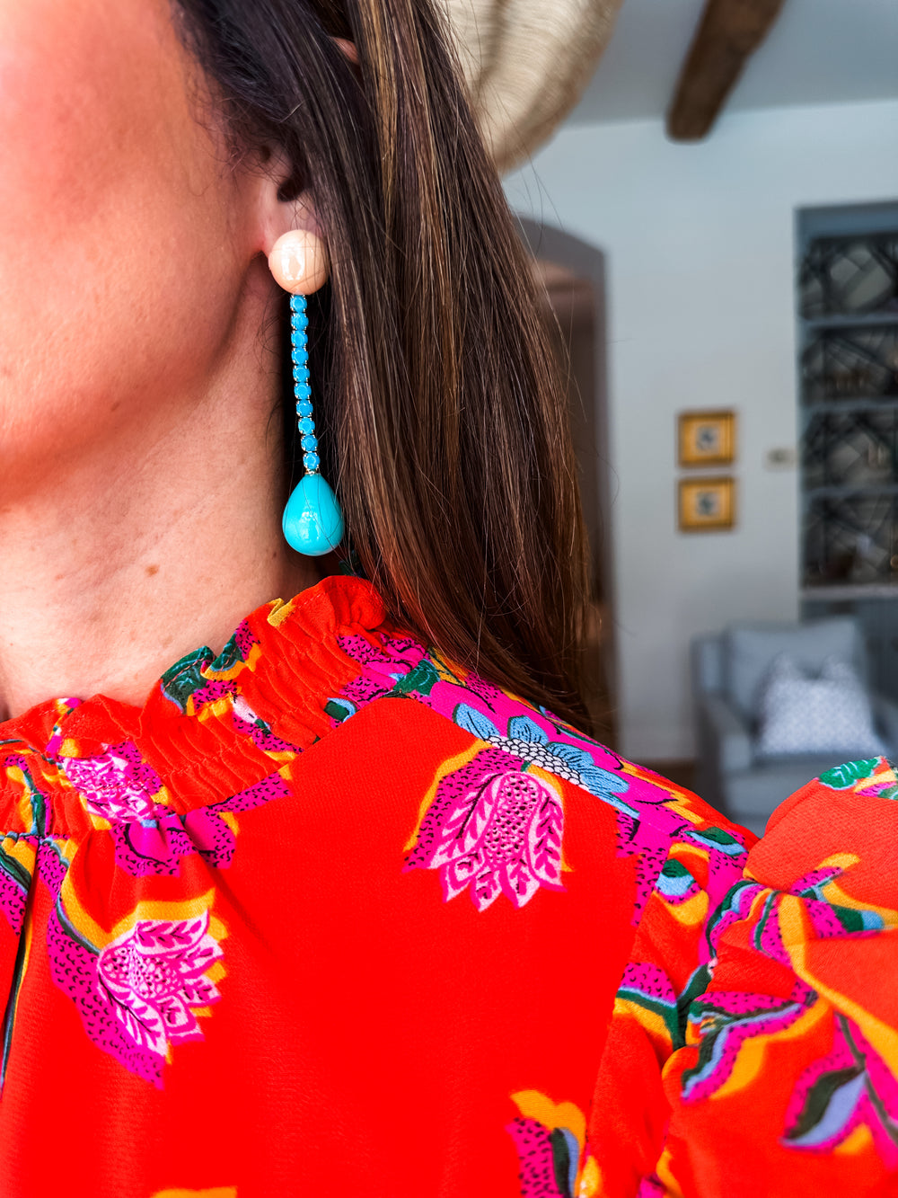 Turquoise Swingy Statement Earrings