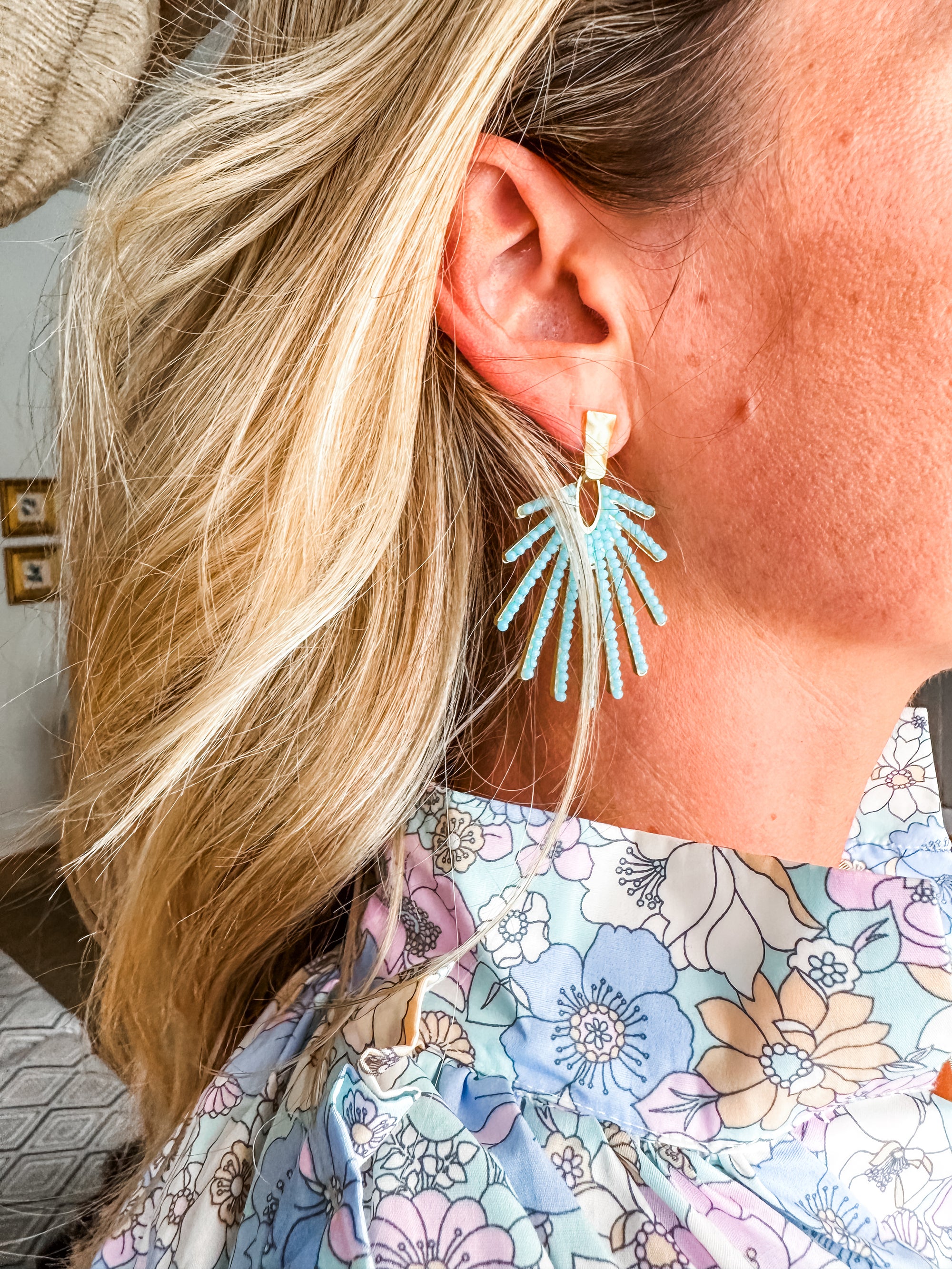Turquoise Sunburst Drop Earrings