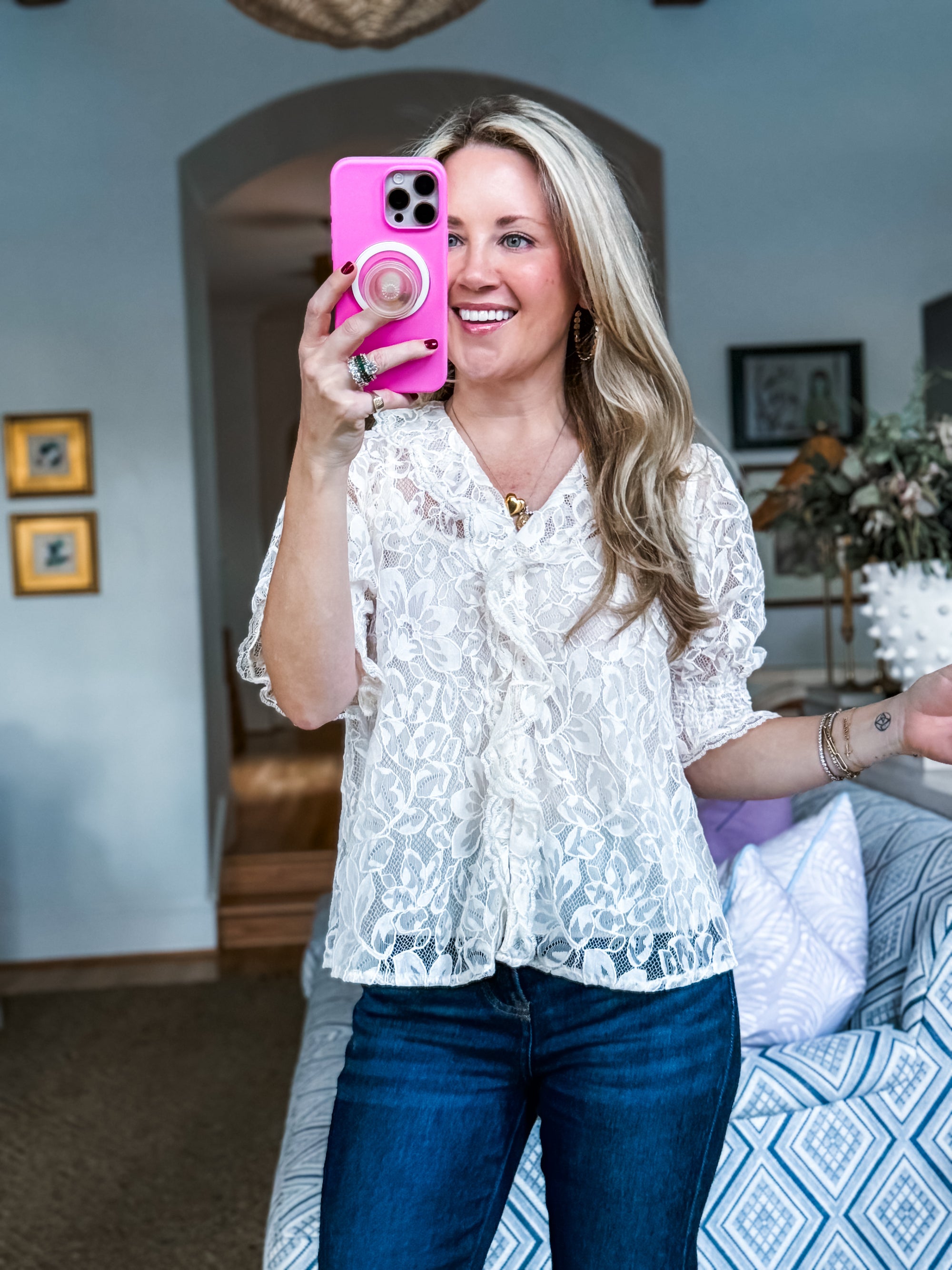 Whimsical Floral Lace Top