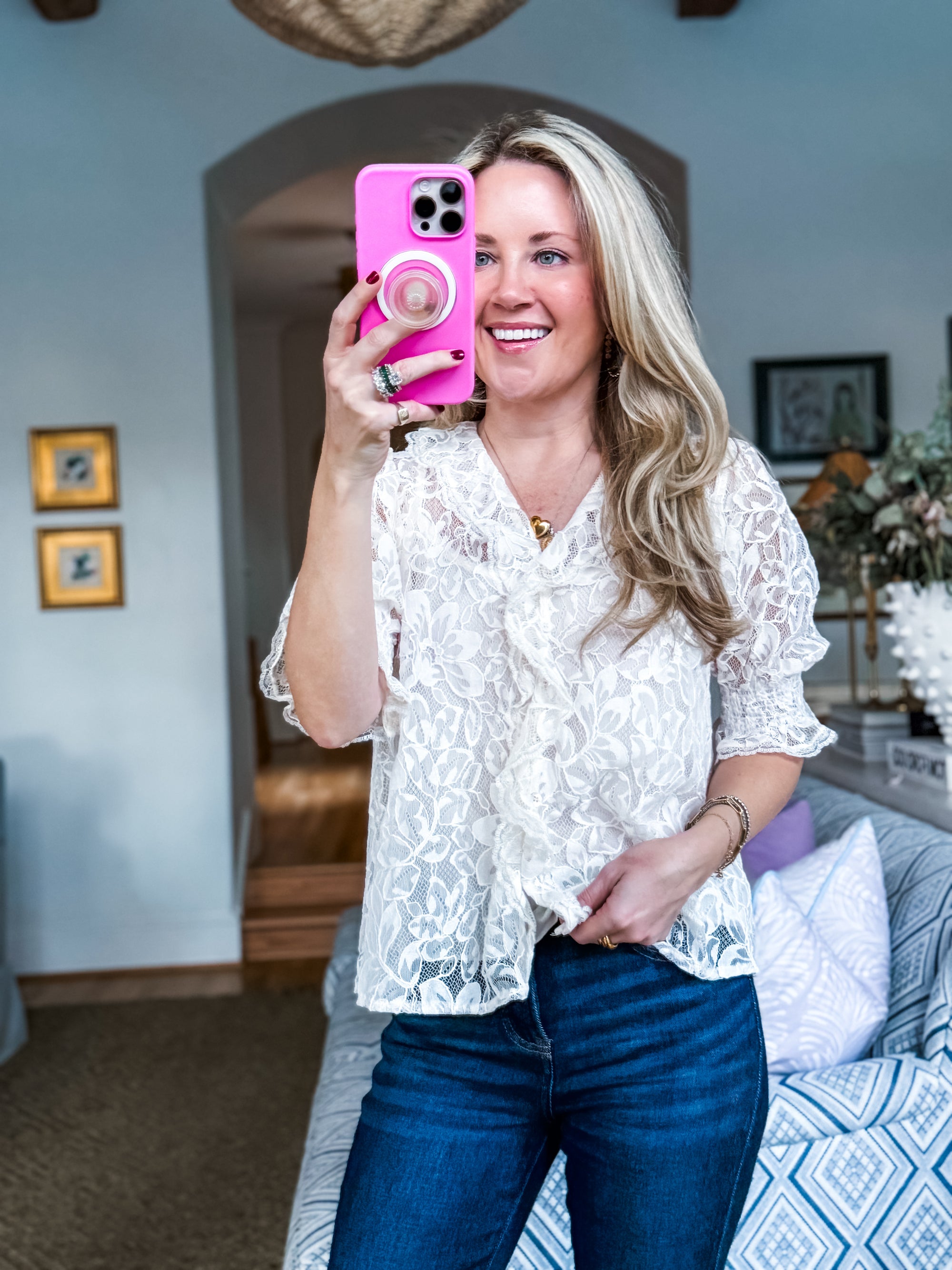 Whimsical Floral Lace Top