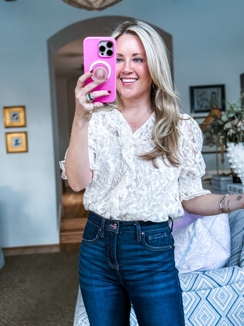 Whimsical Floral Lace Top