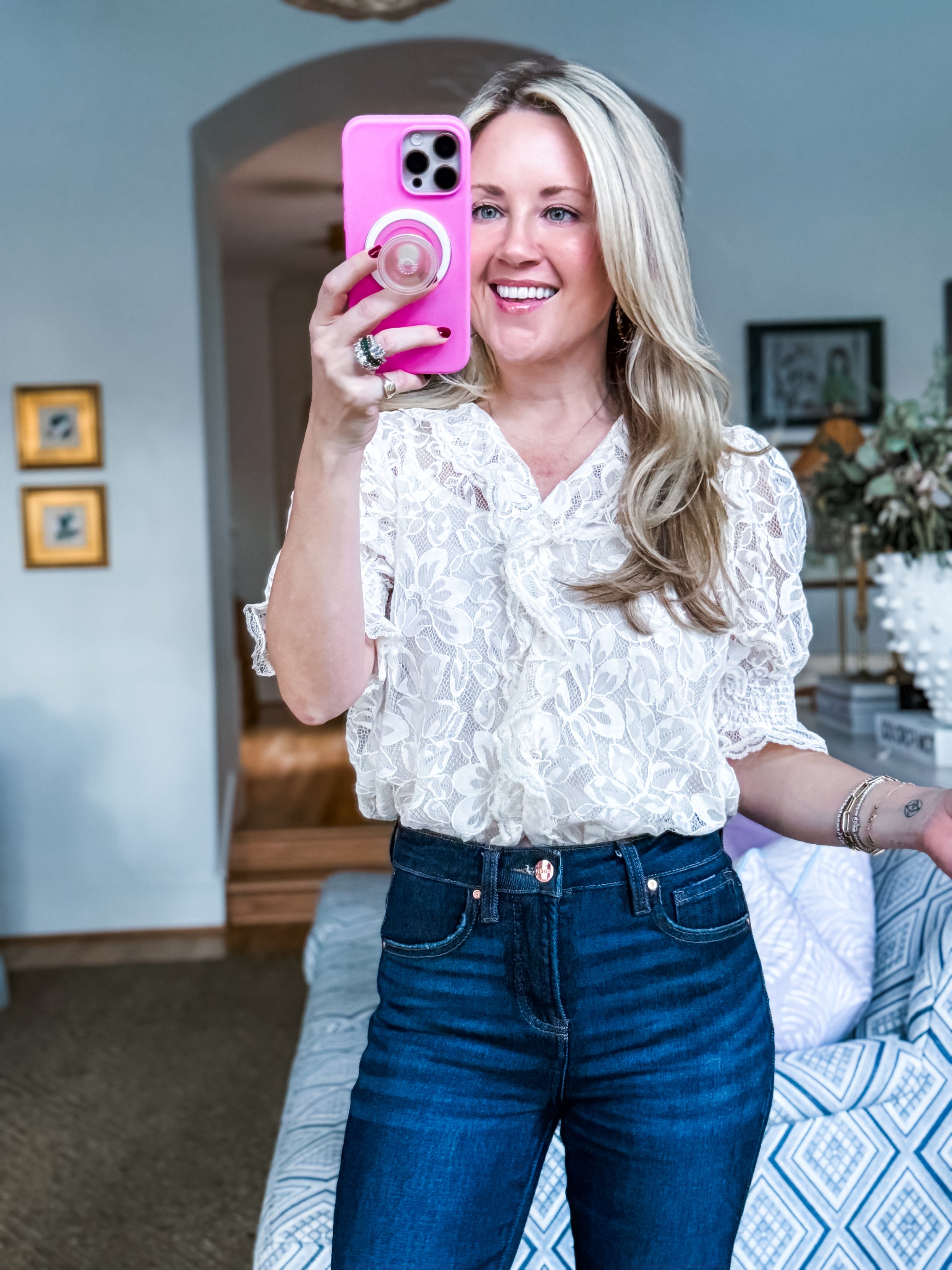 Whimsical Floral Lace Top