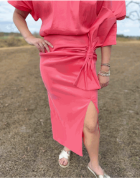 Coral Crush Midi Skirt
