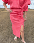 Coral Crush Midi Skirt