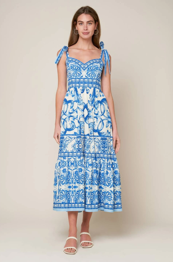 Sweet Retreat Midi Dress-Blue