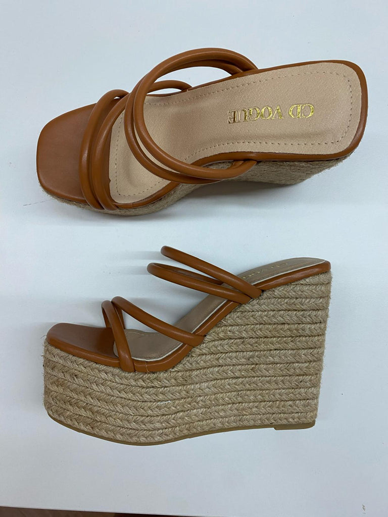 Camel Strappy Wedges