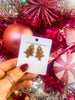 Beaded Crystal Christmas Tree Studs- Rose Gold