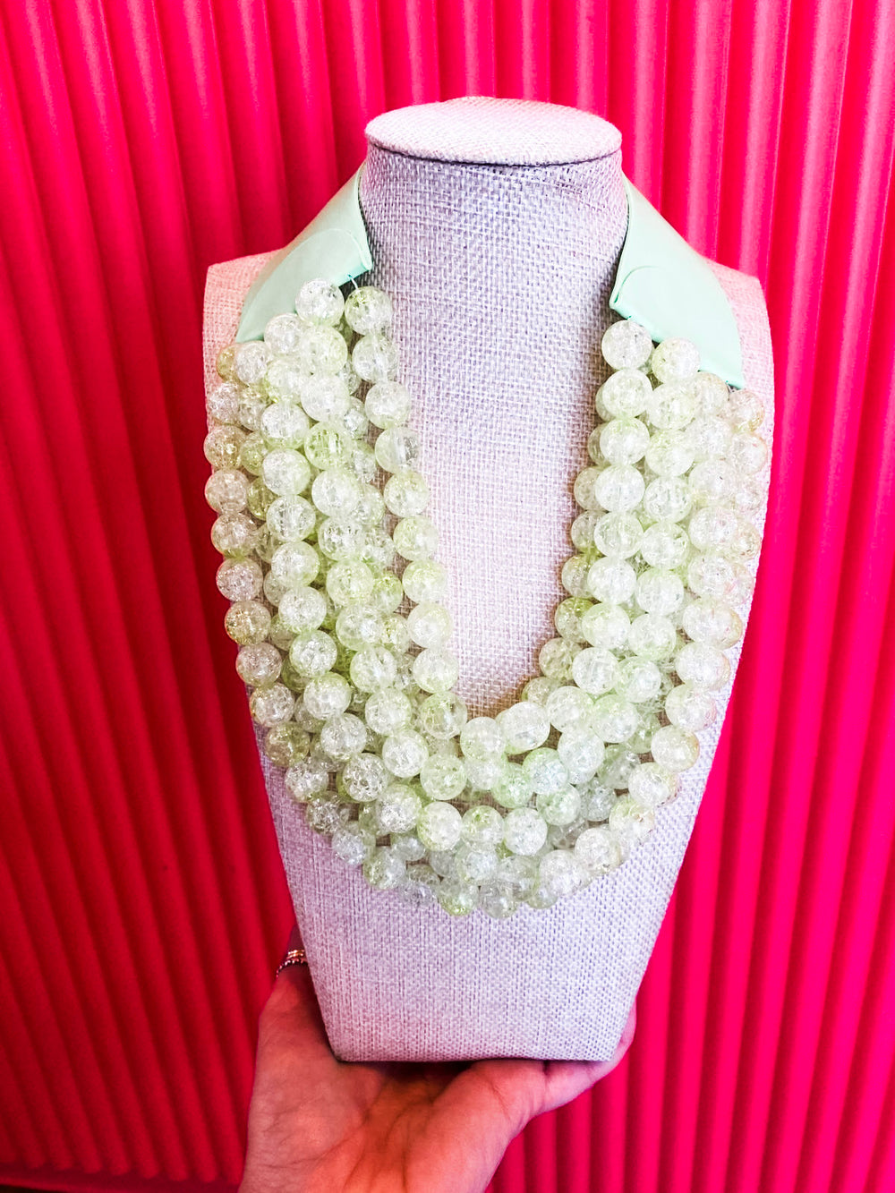 Chunky Beaded Necklace- Light Green