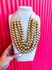 Chunky Beaded Necklace- Matte Gold