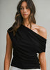 With Ease Draped Neckline Top-Black