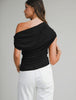 With Ease Draped Neckline Top-Black