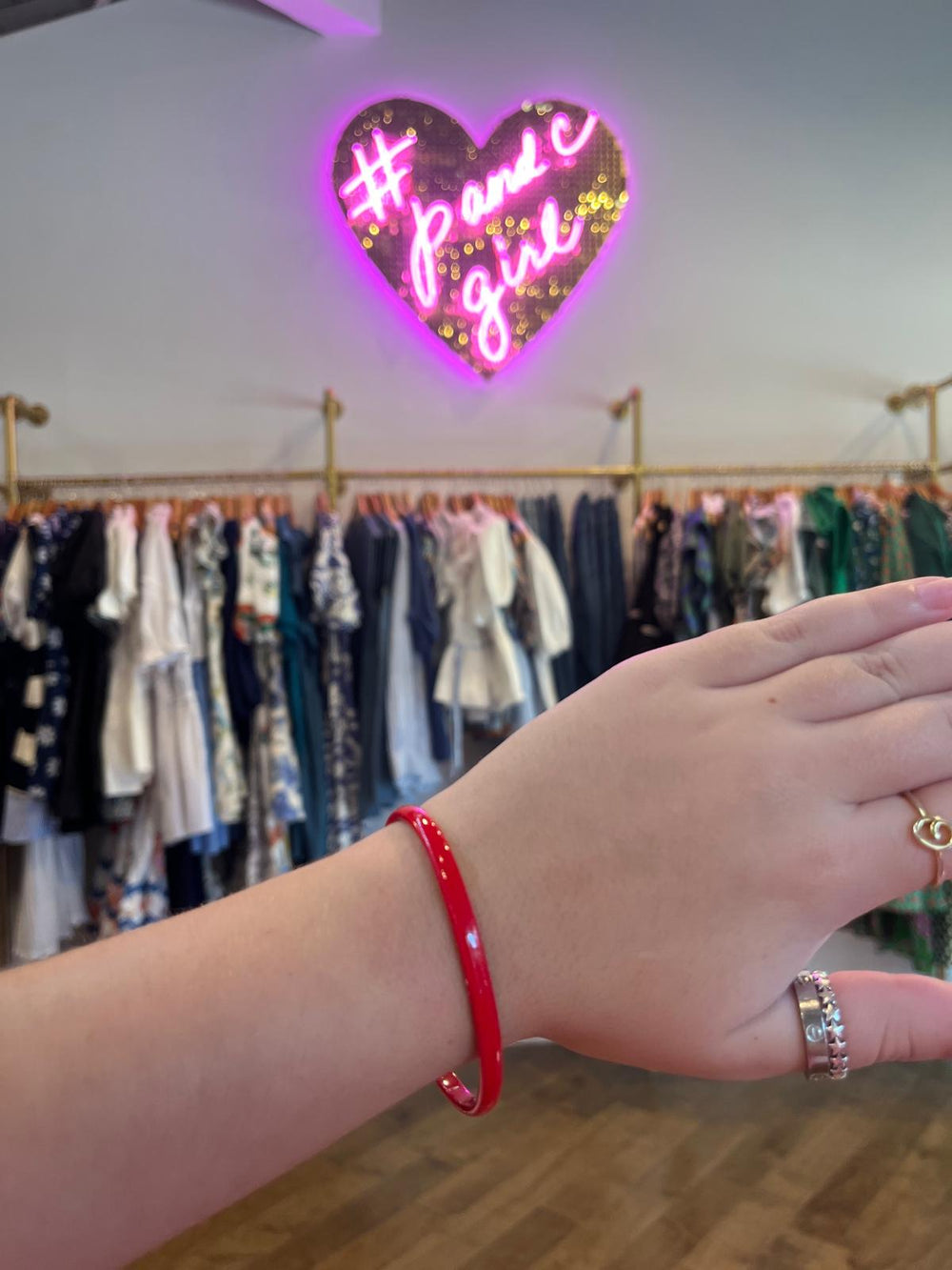 Enamel Cuff Bracelet- Cherry Red