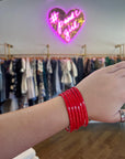 Enamel Cuff Bracelet- Cherry Red