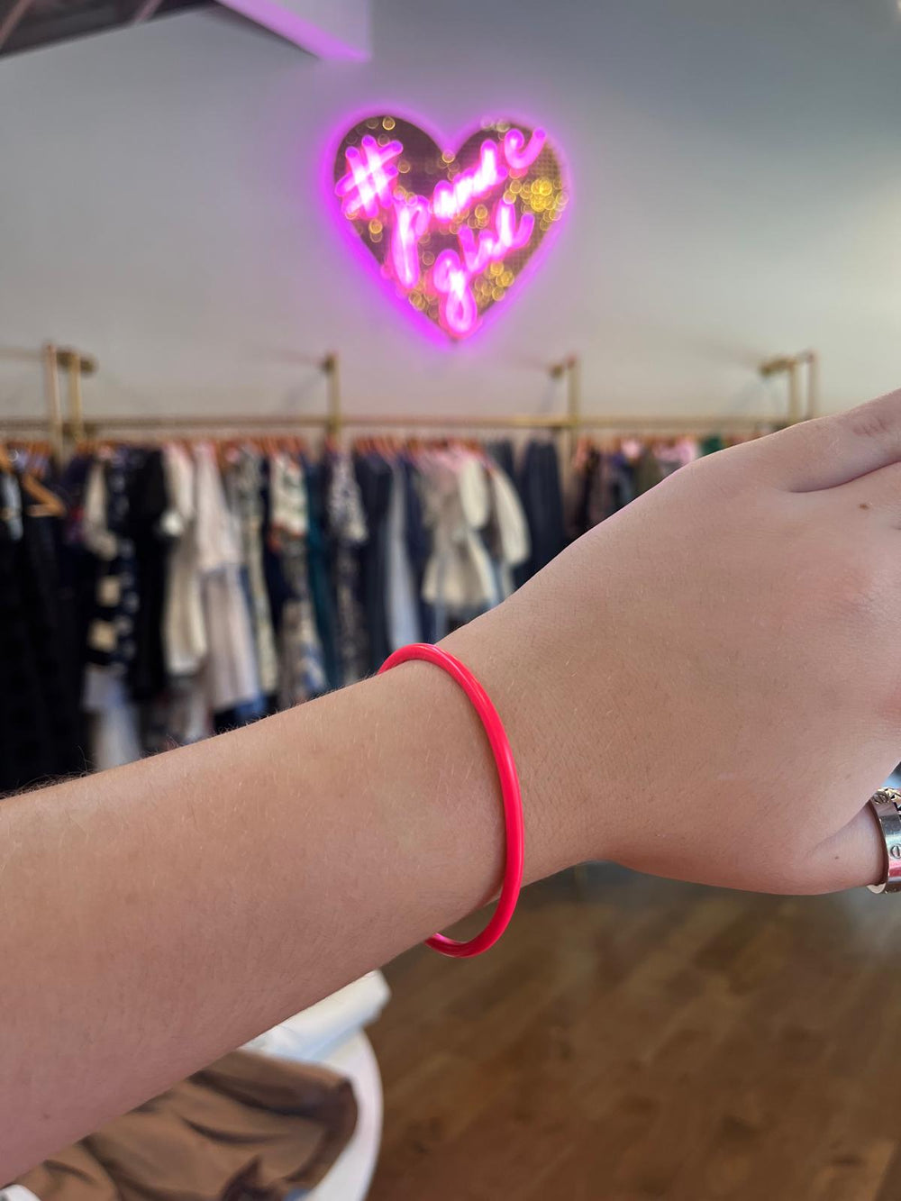 Enamel Cuff Bracelet- Neon Salmon (3mm)