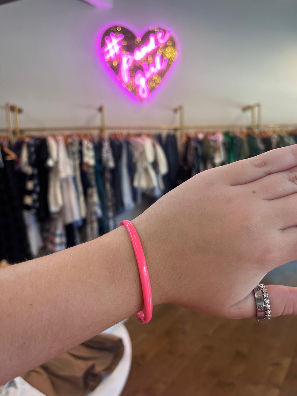 Enamel Cuff Bracelet- Neon Salmon (5mm)