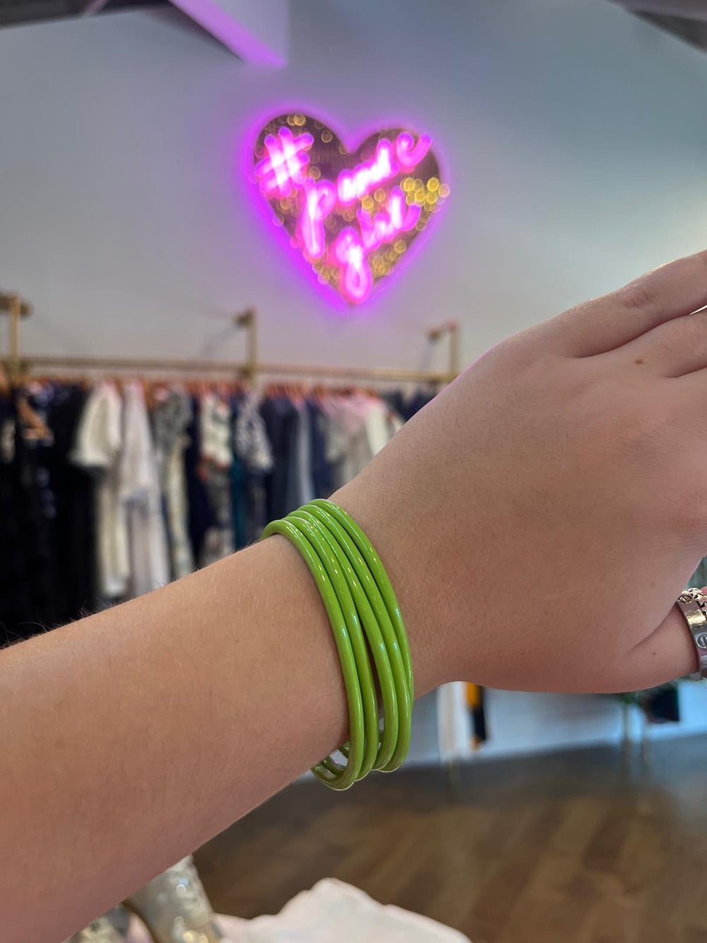 Enamel Cuff Bracelet- Pear Green