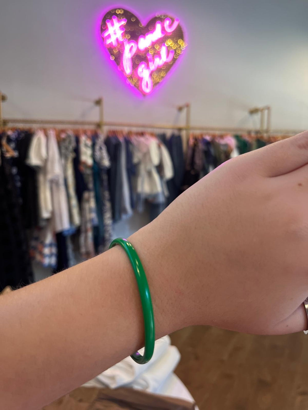 Enamel Cuff Bracelet- Grass Green