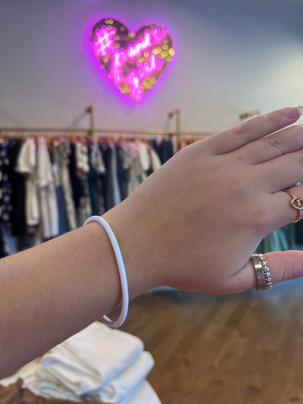 Enamel Cuff Bracelet- Bright White