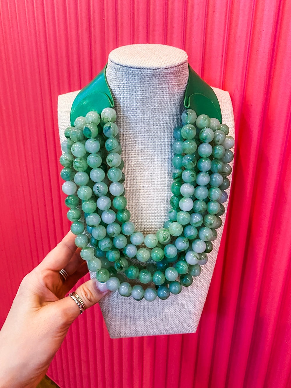 Chunky Beaded Necklace-Green