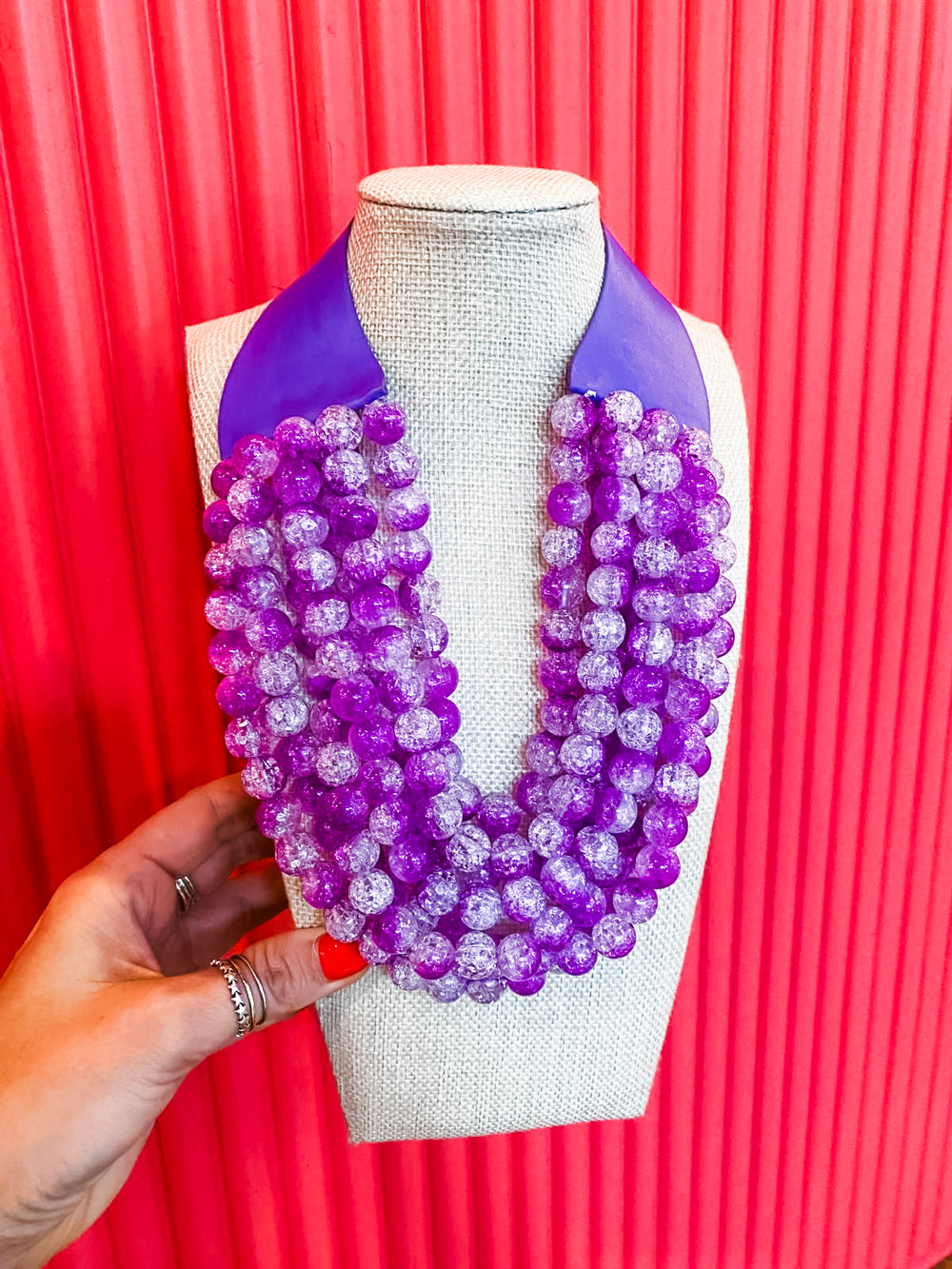 Chunky Beaded Necklace- Lavender