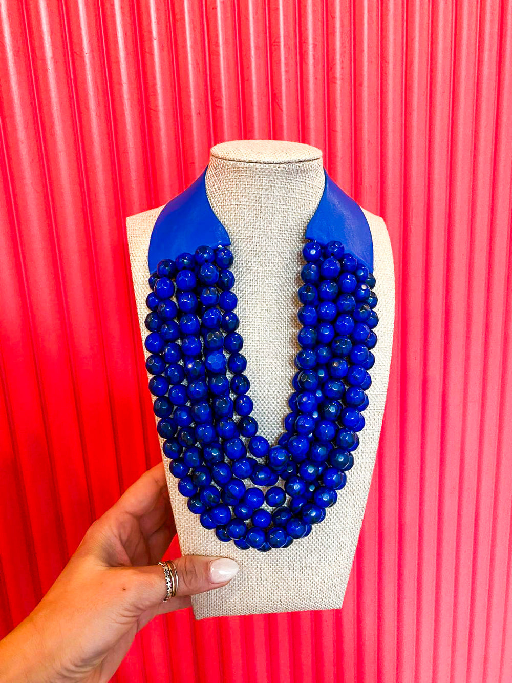 Chunky Beaded Necklace- Royal Blue