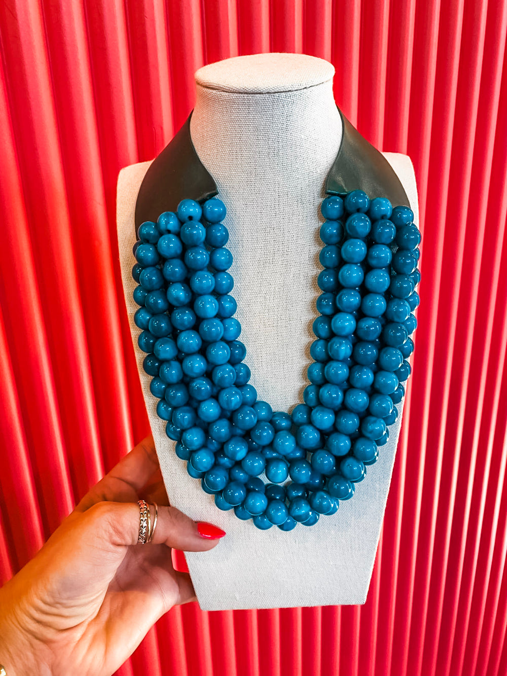 Chunky Beaded Necklace- Dark Turquoise