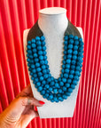 Chunky Beaded Necklace- Dark Turquoise