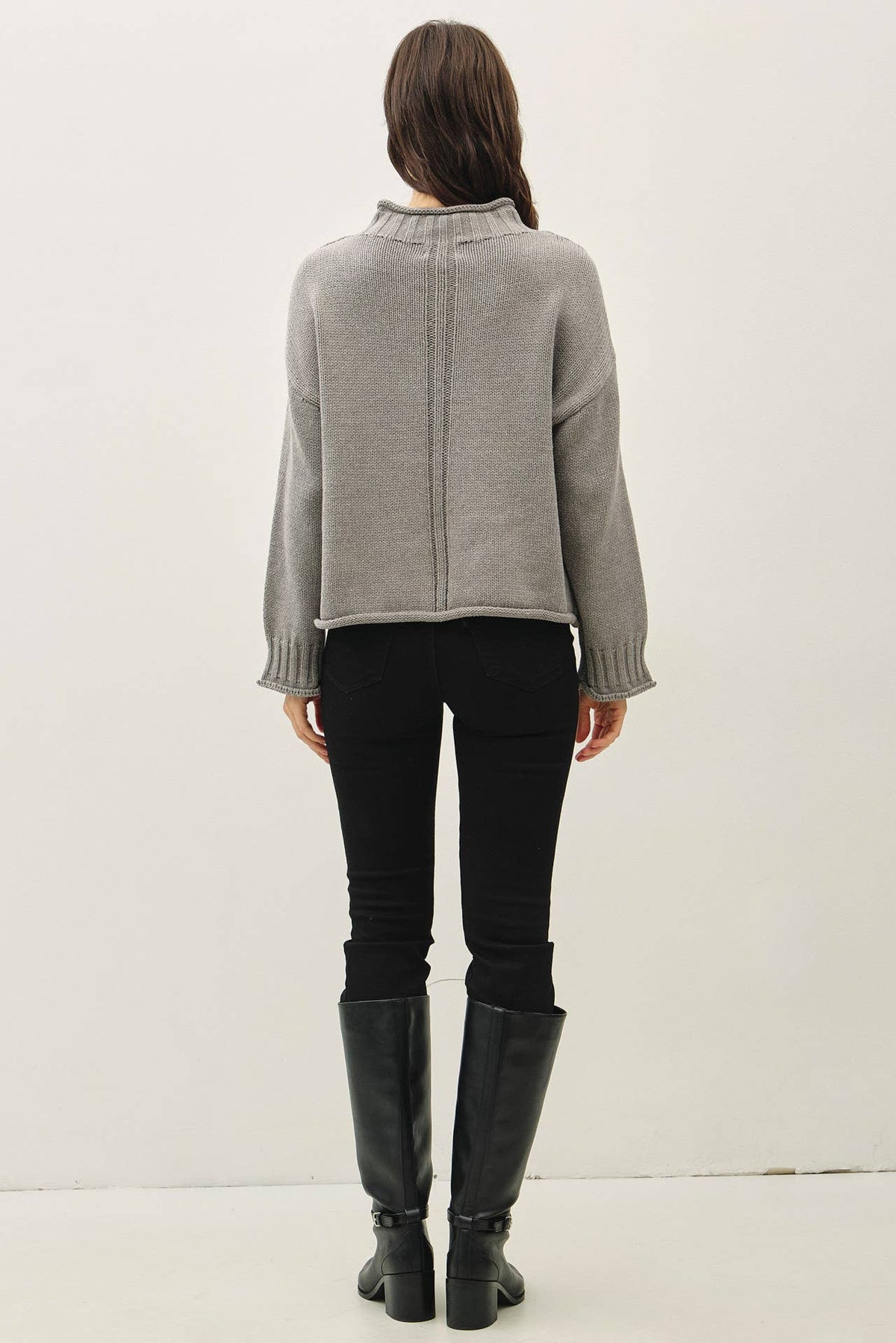 Downtown Girl Sweater-Heather Gray