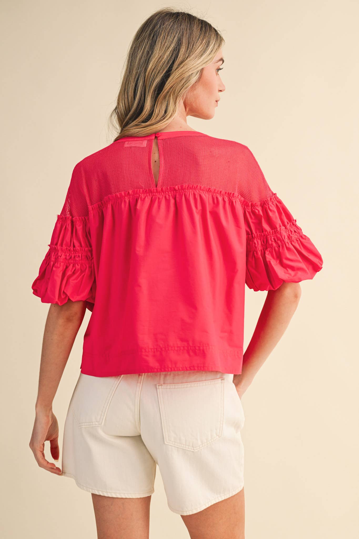 Sheer Romance Bubble Top-Raspberry Pink